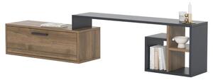 Comoda TV, Quasar & Co.®, mobilier living, 120 x 29 x 38 cm, MDF, maslin/negru