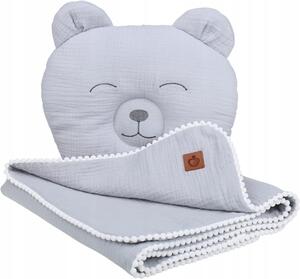 JAKS PĂTURĂ DE COPII MUSLINĂ TEDDY BEAR GRI