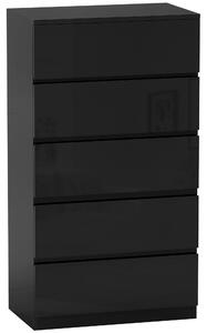 HOMCOM Comoda cu 5 sertare Comoda de stil modern pentru dormitor intrare living 55x34x100 cm Negru | Aosom Romania