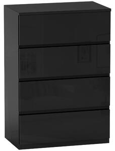 HOMCOM Comodă cu 4 sertare Comodă de stil modern pentru dormitor intrare living 55x34x80 cm Negru | Aosom Romania