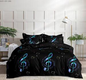 Lenjerie de pat din microfibra neagra, MUSICAL