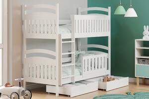 Pat supraetajat din lemn Amely 80x180 - culoare alb