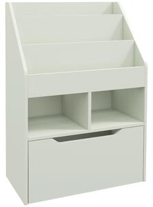 HOMCOM Bibliotecă pentru Copii cu Rafturi și Sertar, Raft Mobil pentru Jucării și Cărți, Dimensiuni 60x29.9x90 cm, Verde Strălucitor | Aosom România