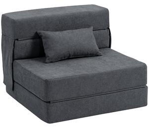 HOMCOM Fotoliu Pat Single Pliabil Modern, Fotoliu de Podea Compact Convertibil în Șezlong și Saltea, Pat pentru Living, Cameră de zi și Birou, 80x80x64 cm, Gri Închis | Aosom Romania