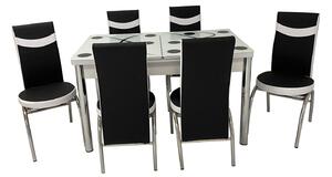 Set masă extensibilă Melisa White cu 6 scaune Negru Alb