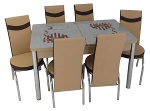 Set masă extensibilă Candy cu 6 scaune Crem Maro