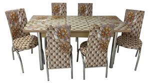 Set masă extensibilă Gold Flower cu 6 scaune imprimate