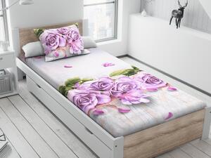 Cearsaf de pat si husa de perna Culoare gri-violet, PURPLE ROSE