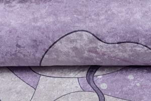 Covor violet pentru copii cu un motiv de balerină la Turnul Eiffel Lăţime: 120 cm | Lungime: 170 cm