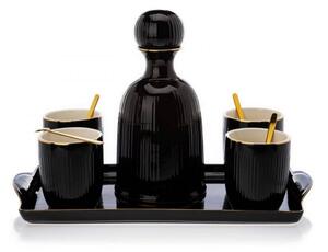 Set ceramic de cești cu carafă și tavă KENDI negru