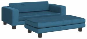 Canapea pentru copii cu taburet albastru 100x50x30 cm catifea