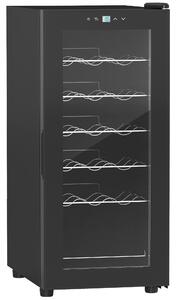 HOMCOM Frigider pentru Vinuri, Frigider de Vin cu Control al Temperaturii, Ecran Tactil Digital și Lumină LED, 18 Sticle, 34.5x45x78 cm, Negru