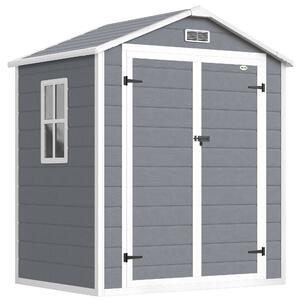 Outsunny Magazie Metalica pentru Gradina Gri Spatiu Depozitare Exterior | Aosom Romania