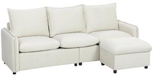 Set Canapea 3 Locuri, HOMCOM, Leathaire, 212x125x84cm, Crem | Aosom Romania