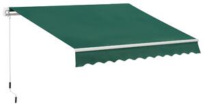 Copertină Retractabilă Manuală Outsunny pentru Verandă, 3x2 m, Verde | Aosom Romania