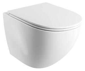 Set vas WC suspendat Omnires Ottawa Comfort Silent Power, cu capac quick release si soft close, alb lucios