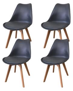 Set4 scaune dining Sunny, polipropilena/piele ecologica, gri inchis