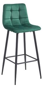 Scaun de bar ARCETO VELVET cu picioare negre, verde inchis