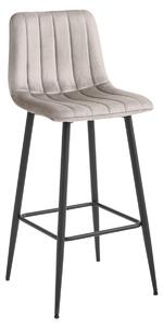 Scaun de bar POZZA VELVET cu picioare negre, bej