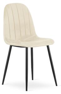 Scaun de dining PADVA VELVET cu picioare negre, bej deschis