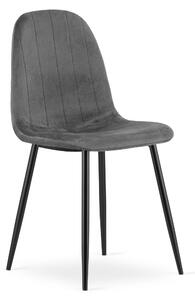 Scaun de masa PADVA VELVET cu picioare negre, gri inchis