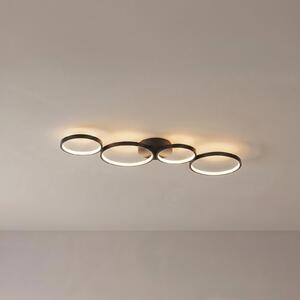 Lindby Plafonieră LED Evengeline, negru, aluminiu, 88 cm, Negru, Camera de zi / sufragerie, Metal, Modern