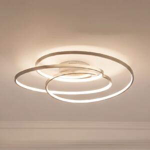 Lindby plafonieră LED Joline, Ø 60 cm, culoare nichel, metal, reglabil, Metalic, Camera de zi / sufragerie, Metal, Modern