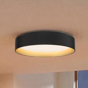 Lindby plafonieră LED Gracjan, negru, metal, CCT, Ø45cm, reglabil, Negru, Camera de zi / sufragerie, Plastic, Modern