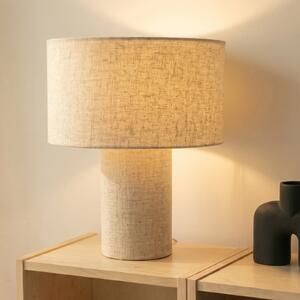 Lindby Lampă de masă Elfie, Ø 35 cm, bej, in, E27, Bej, Camera de zi / sufragerie, Țesătură / Textil, Scandinavă
