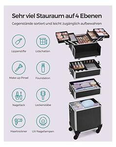 Carucior pentru cosmetice profesional, Songmics, 4 in 1 , 35 x 25 x 79 cm