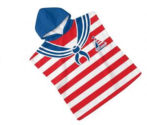 Poncho pentru copii SAILOR alb-rosu 60x120 cm