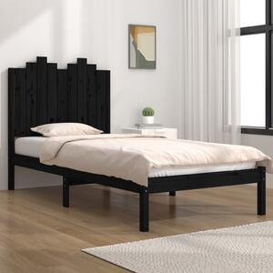 Cadru de pat Small Single, negru, 75x190 cm lemn masiv de pin