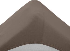 Cearsaf Jersey EXCLUSIVE cu elastic maro inchis 200 x 220 cm