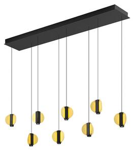 HELL Lampă suspendată LED Iris, negru/auriu, lungime 180 cm, metal, cu 8 becuri, reglabil, Negru, Camera de zi / sufragerie, Metal