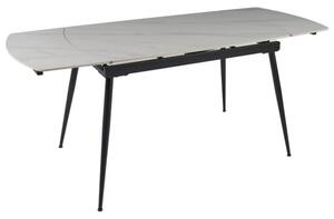 Masa extensibila VELA, alb cu efect de marmura/negru, ceramica/metal