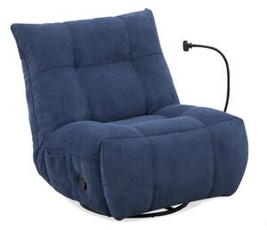 Fotoliu recliner MARCUS, albastru/negru, stofa clasica/metal, 84x104x9
