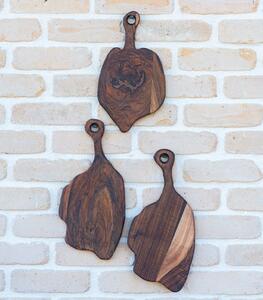 Set 3 tocătoare Deep Forest Fragments din nuc masiv - 38x18 cm