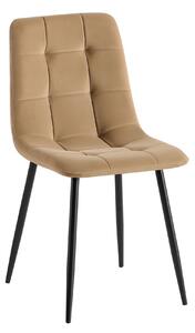 Scaun TED NEW, bej inchis/negru, stofa catifelata/metal, 46x54x88 cm