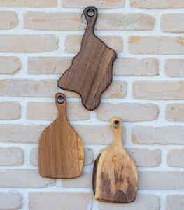 Set de 3 tocătoare artizanale Deep Forest Fragments din nuc masiv - 33x15 cm