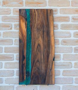Platou monumental Deep Forest din nuc și rășină smarald - 73x34 cm