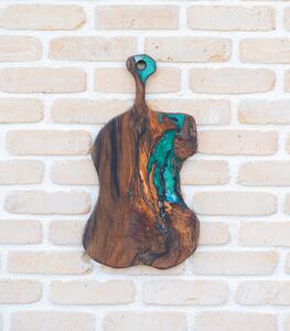 Tocător handmade Deep Forest din nuc și rășină epoxidică - 52x28 cm