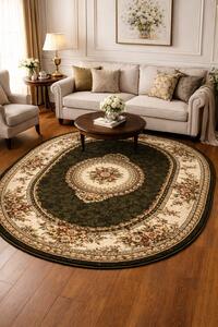 Covor Sufragerie, Model Oval 571 310, Crem Verde 100x200