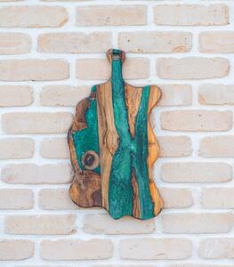 Tocător gourmet Deep Forest din nuc și rășină smarald - 49x26 cm