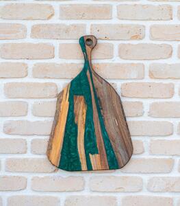 Platou de servire Deep Forest din nuc și rășină verde - 53x33 cm