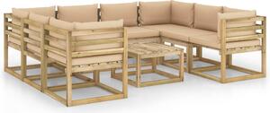 Set mobilier grădină cu perne 9 piese lemn pin impregnat