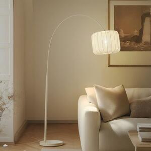 Lindby Lampa cu arc Helin, bej, textil, înălțime 198,5 cm, Bej, Camera de zi / sufragerie, Țesătură / Textil, Modern