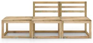 Set mobilier de grădină, 3 piese, lemn de pin verde tratat