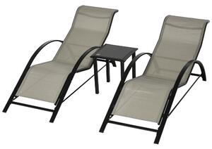 Outsunny Set 2 sezlonguri si masuta, 59x169x66 cm, negru | Aosom Romania