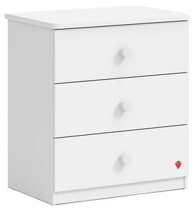 Comoda Line cu 3 sertare pentru camera copii, Design modern, colectia Varia White