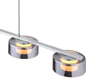 HELL Lampă suspendată LED Dune, nichel/crom, lungime 119 cm, metal, 5 brațe., reglabil, Gri, Camera de zi / sufragerie, Metal